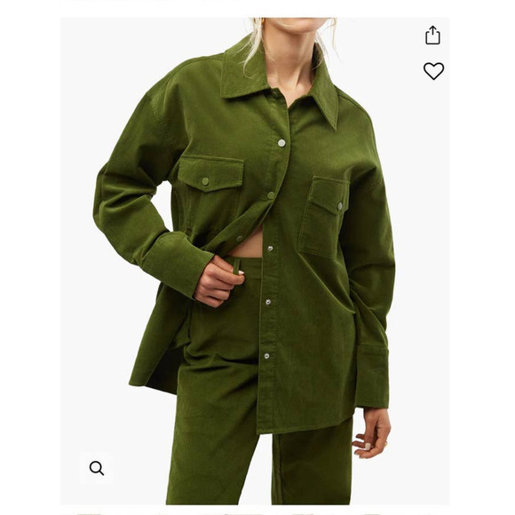 WeWoreWhat Corduory Shacket in Basil Size Medium/Large New - Picture 1 of 5